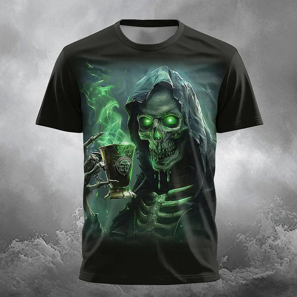 Skull Beer Festival Beer Designer Gothic Men's 3D Printed T-shirt Party Street Casual T-shirt Short Sleeve Round Neck Shirt Tops - Premium  from Lizard Vigilante - Just $2.99! Shop now at Lizard Vigilante