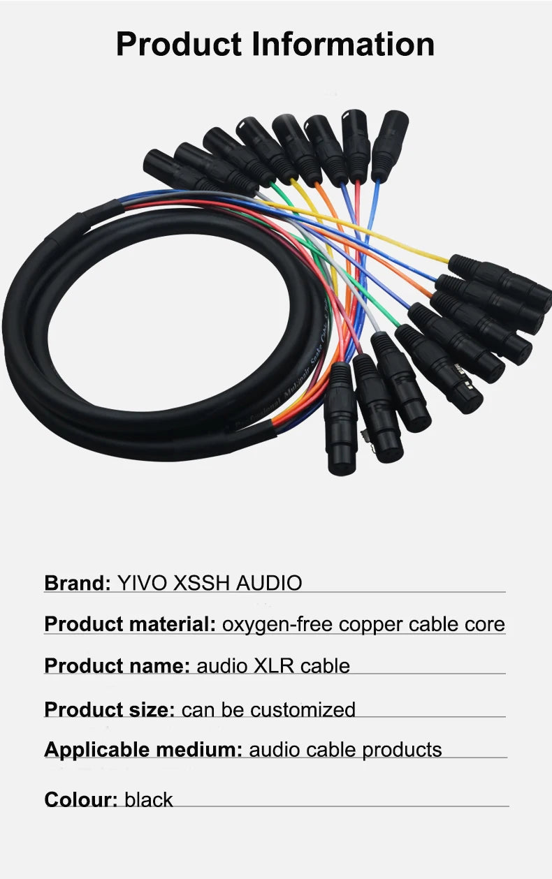 XLR Cable XSSH M/F 8 Channel Professional Multi-Media Snake Cable 8 Pairs Male to Female 3 Pin XLR Balanced Audio Extension Cord - Premium  from Lizard Vigilante - Just $72.99! Shop now at Lizard Vigilante