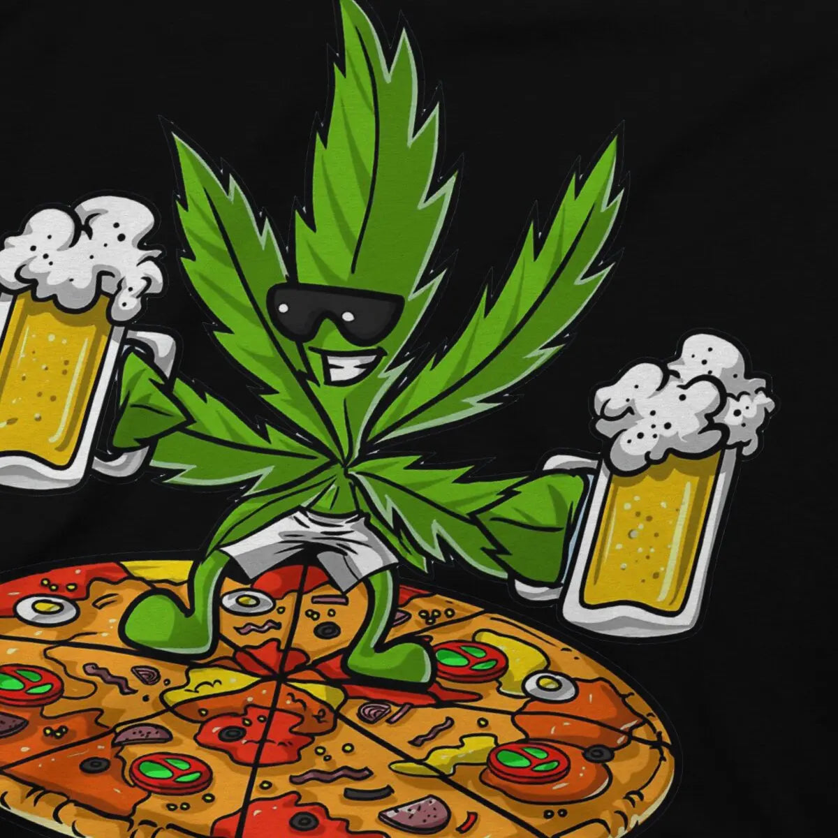 Pizza Lover Beer Party Weed 420 Smoking T-Shirt – Casual O-Neck Polyester T-Shirt for Men - Premium T-Shirt from Lizard Vigilante - Just $23.88! Shop now at Lizard Vigilante