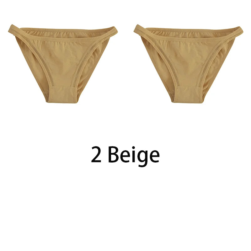 2Pcs/Set Women Cotton Panties – Comfortable Low-Rise Bikini Briefs with Hollow Out Decoration - Premium panties from Lizard Vigilante - Just $17.88! Shop now at Lizard Vigilante