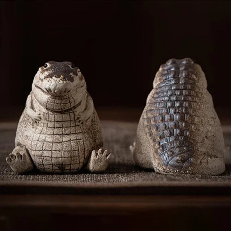 Cute And Lovely Small Crocodile Garden Statue Durable Art Figurine For Backyard Parks Creative Animals Sculpture Home Decoration