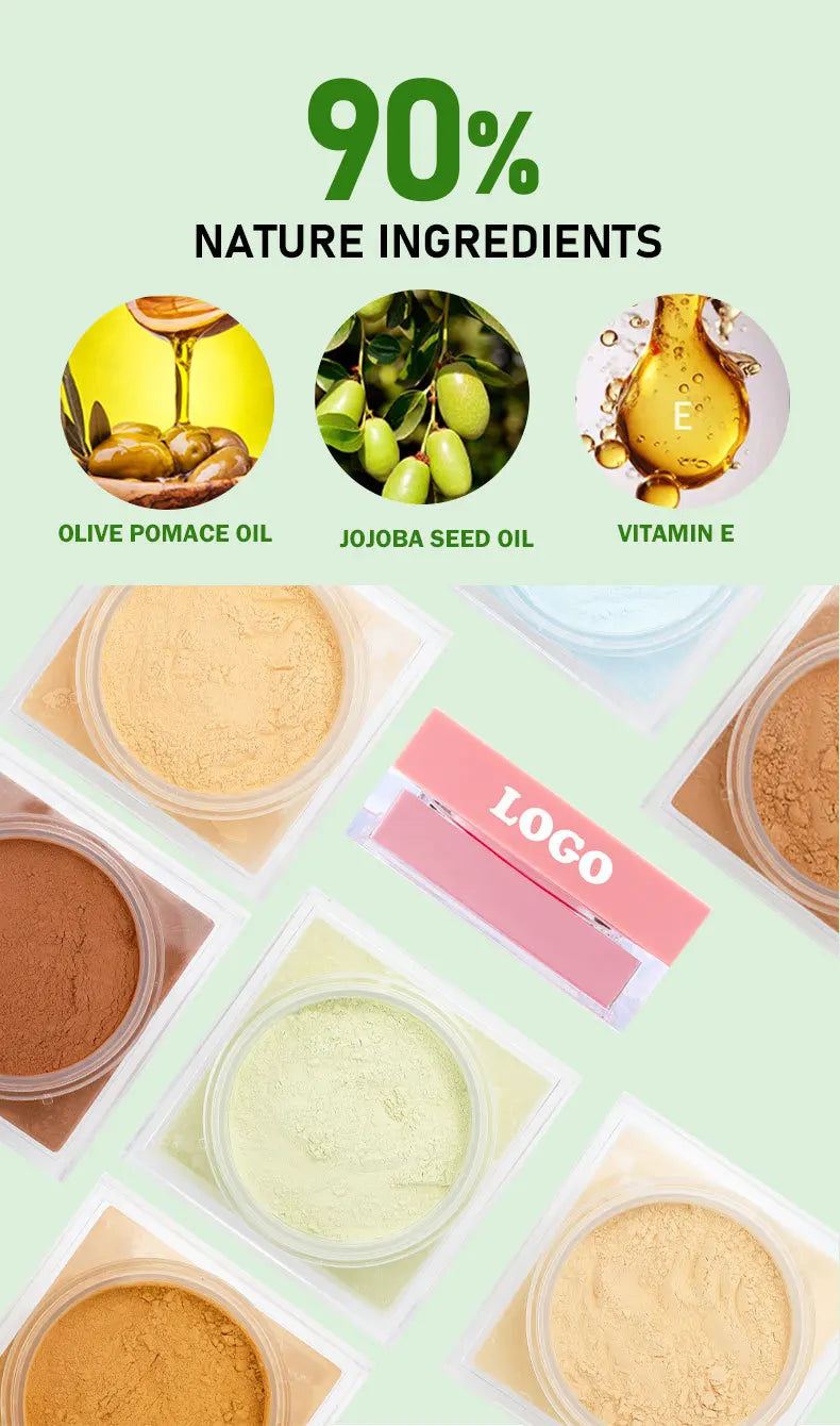 Loose Setting Powder Face Makeup Foundation Vegan Cosmetics Natural Pink Package Matte Compact Powder Custom Logo Wholesale 20pc