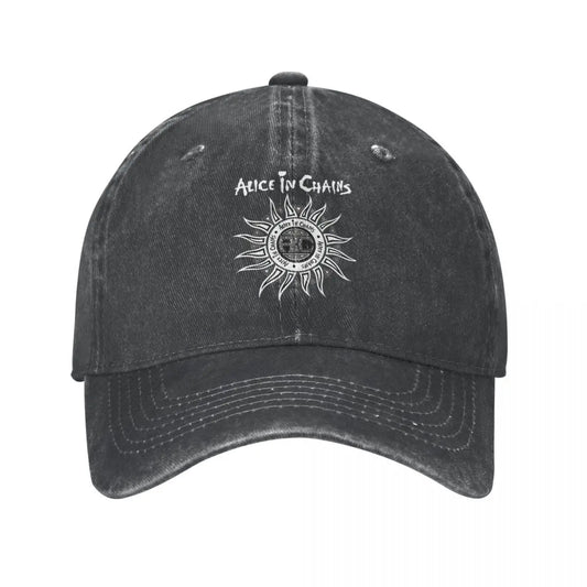 Alice In Chains Rock Band Baseball Caps Accessories Unisex Vintage Distressed Cotton AIC Heavy Metal Snapback Cap Adjustable Fit - Premium hat from Lizard Vigilante - Just $19.99! Shop now at Lizard Vigilante