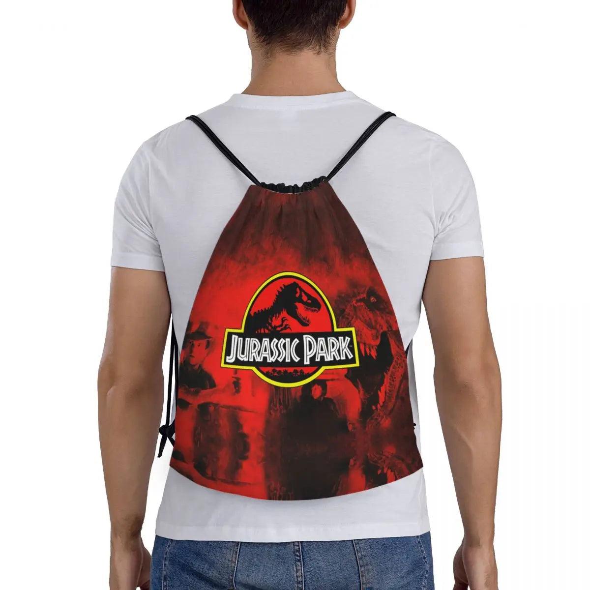 Dinosaur World Jurassics Parks Drawstring Backpack Sports Gym Bag for Men Women Shopping Sackpack - Lizard Vigilante