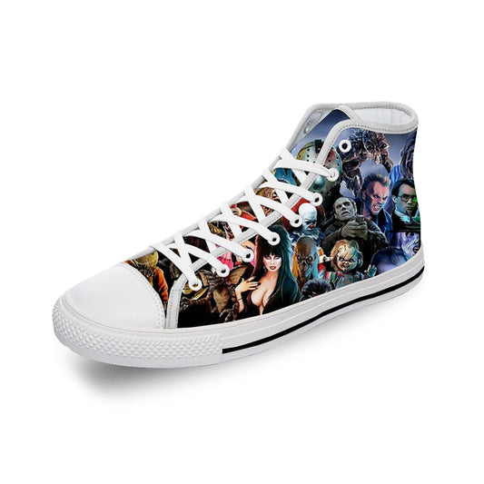 Horror Movie Villains Characters White Cloth Fashion 3D Print High Top Canvas Shoes Men Women Lightweight Breathable Sneakers - Premium high top shoes from Lizard Vigilante - Just $39.99! Shop now at Lizard Vigilante