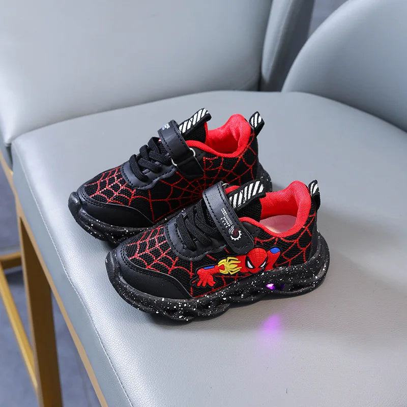 Disney Spiderman LED Casual Sneakers for Boys | Light-Up Mesh Outdoor Shoes | Non-Slip Spring Footwear | Sizes 21-30 - Premium Sneakers from Lizard Vigilante - Just $38.88! Shop now at Lizard Vigilante