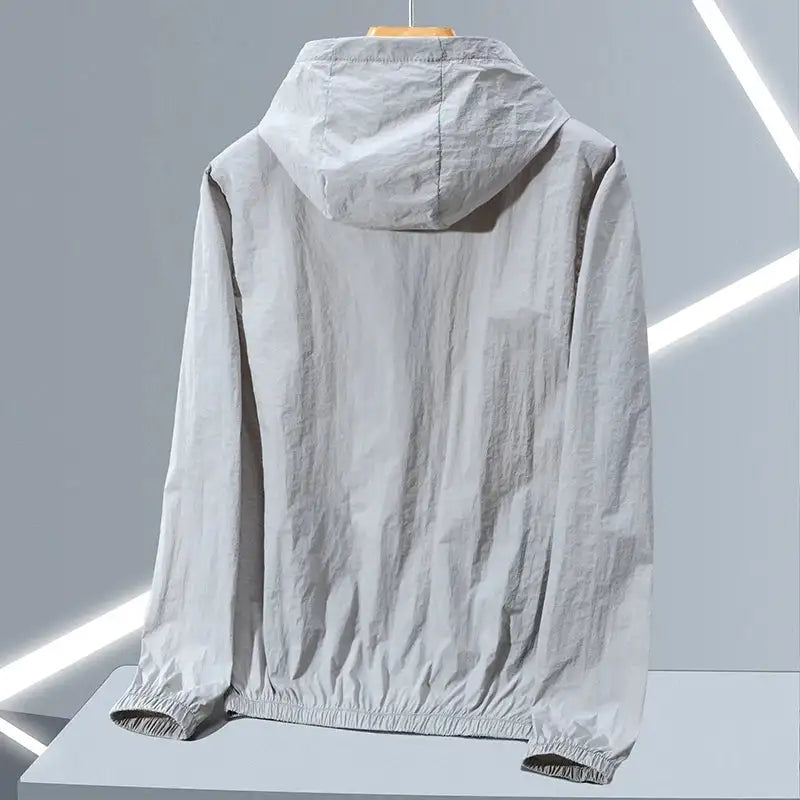 2023 Summer Men's Windbreaker Big Size Sun Protection Clothing Korean Style Ultra-thin Streetwear Zipper Hooded Jackets Man