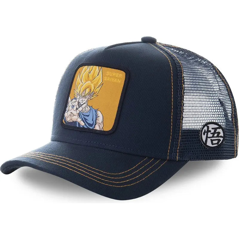 New Dragon Ball Trucker Hat Son Goku Cap Summer Travel Peaked Cap Men's Embroidery Hip-Hop Cap Style Sun Visor Adjustable Mesh - Premium cap from Lizard Vigilante - Just $4.99! Shop now at Lizard Vigilante