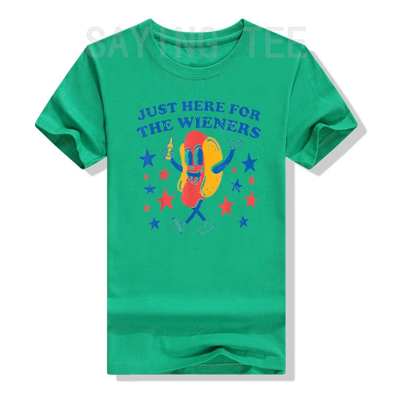 I'm Just Here for The Wieners Hot Dog 4Th of July T-Shirt Hotdogs Fast Food Lover Graphic Tee Tops Humor Funny Americans Clothes - Premium t-shirt from Lizard Vigilante - Just $23.99! Shop now at Lizard Vigilante