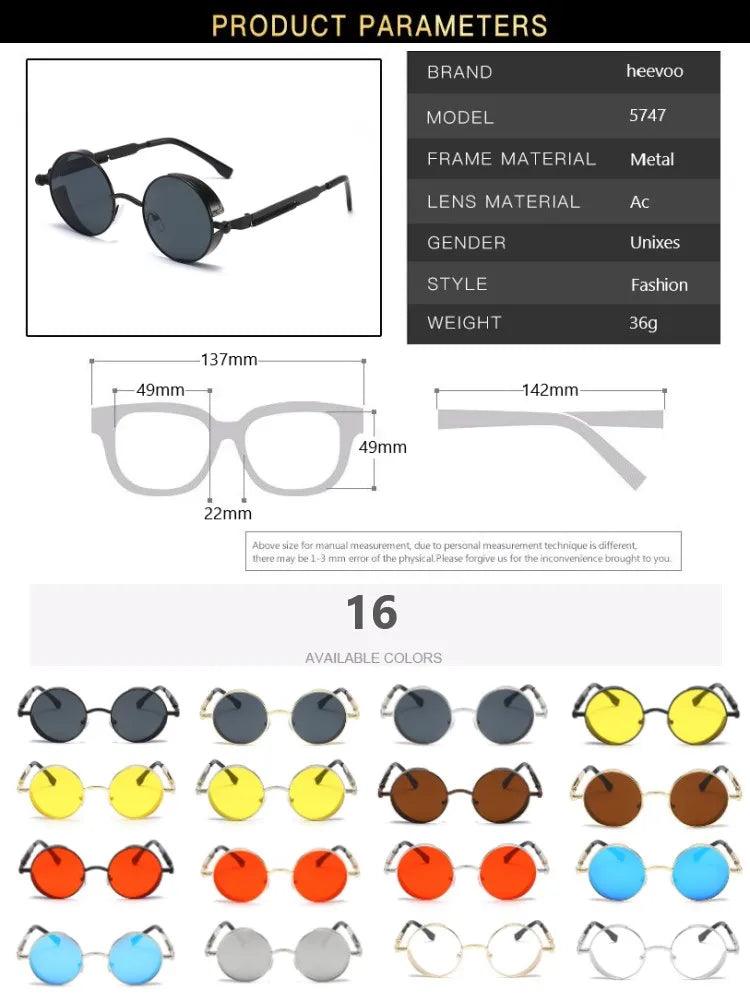 Metal Steampunk Sunglasses Men Women Fashion Round Glasses Brand Designer Vintage Sun Glasses High Quality Oculos de sol 2024 - Lizard Vigilante