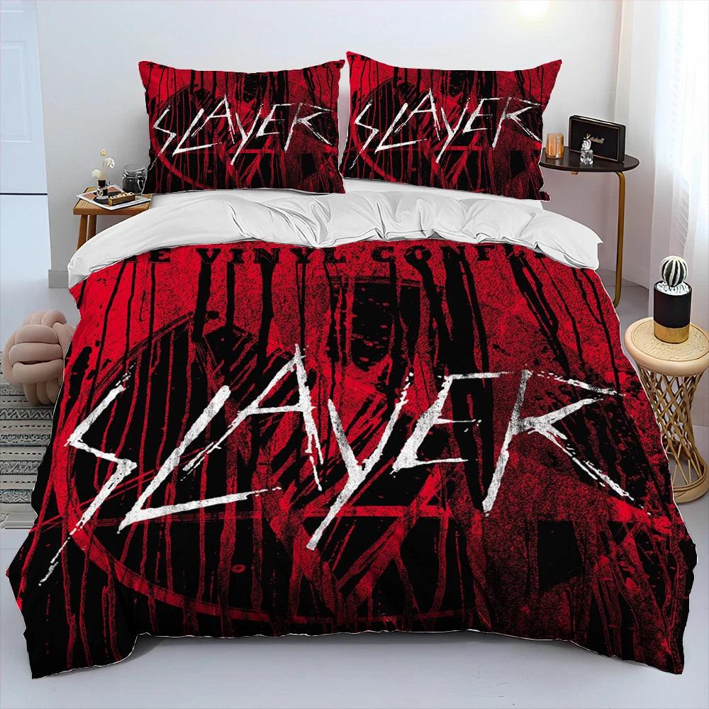 Slayer Show No Mercy Heavy Metal Band Music Comforter Bedding Set, Duvet Cover Bed Quilt Cover Pillowcase,king Queen Size Bedding Set Kids - Lizard Vigilante