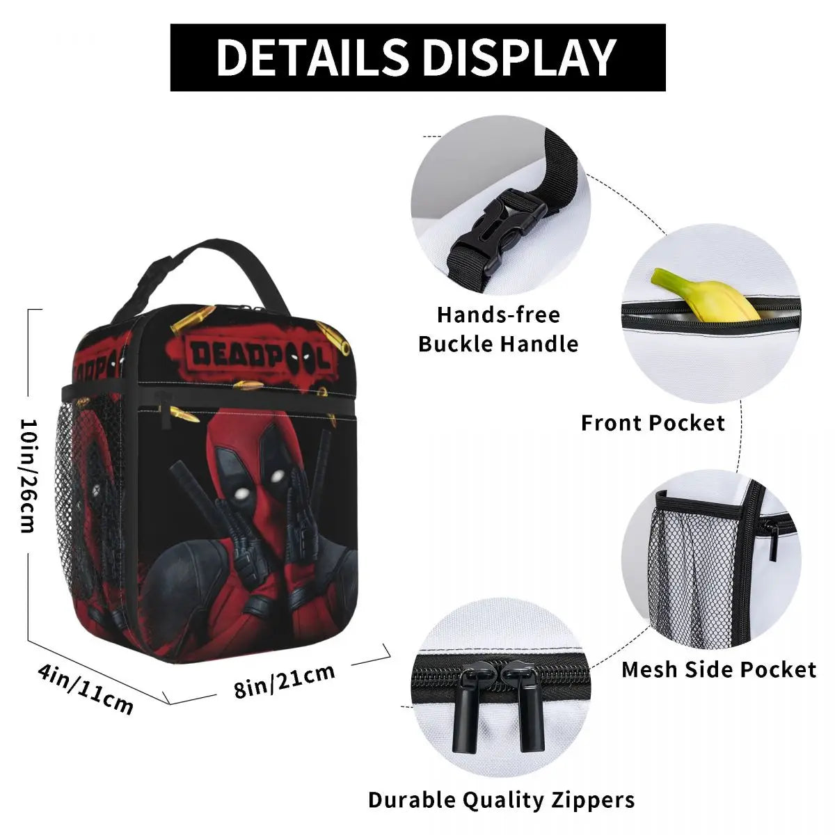 Deadpool Film-Inspired Insulated Lunch Bag – High-Capacity Thermal Tote for Men, Women, College, and Picnics - Premium bag from Lizard Vigilante - Just $23.88! Shop now at Lizard Vigilante