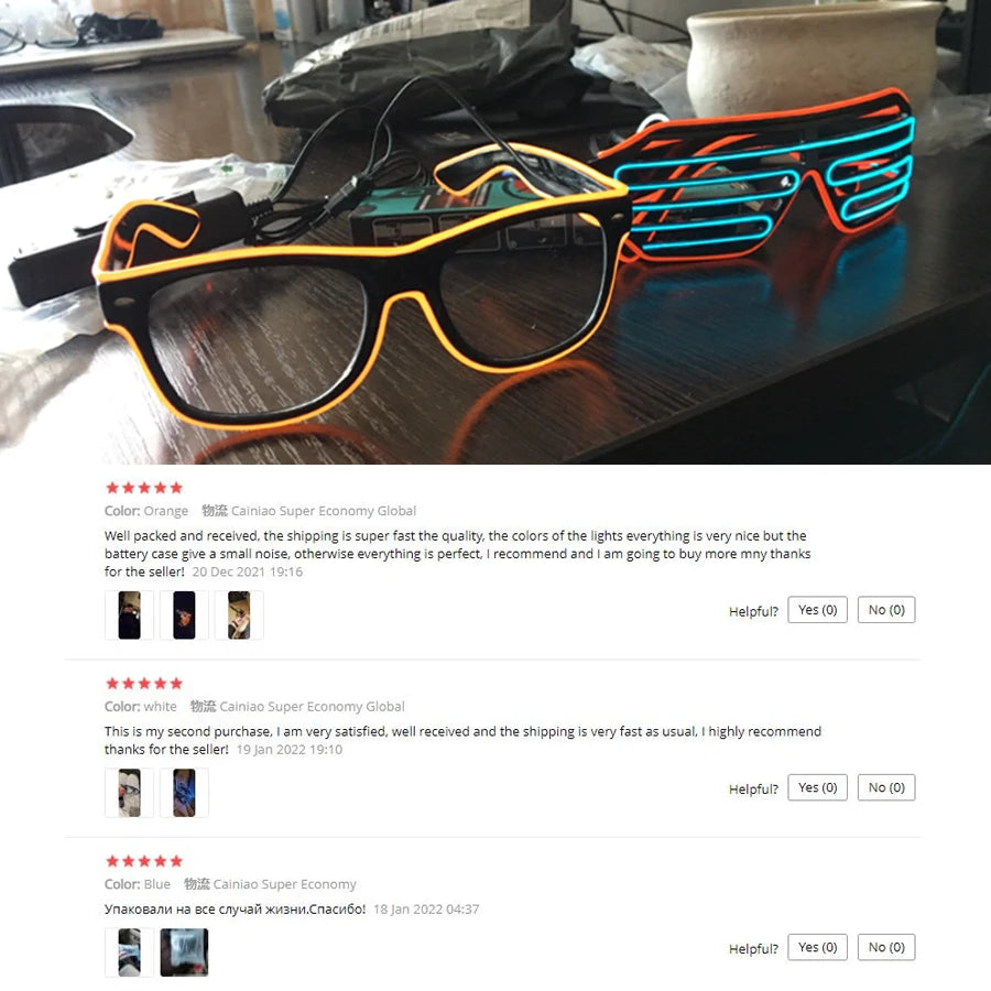 Neon Glow Sunglasses Led Glasses Bright Light Supplies Party Flashing Glasses EL Wire Glowing Gafas Luminous Bril Novelty Gift - Premium Sunglasses from Lizard Vigilante - Just $19.99! Shop now at Lizard Vigilante