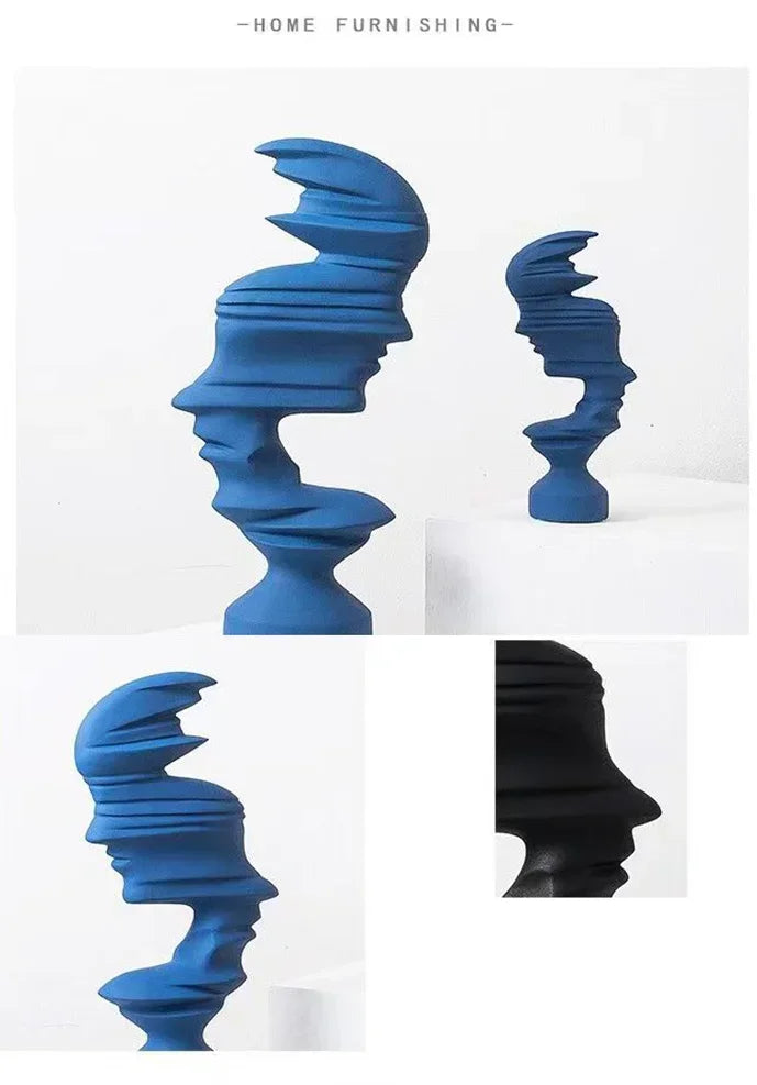25cm Modern Style Home Decor Abstract Human Face Sculpture Statue Ornament Indoor Room  Living Office Decoration Handicraft Gift