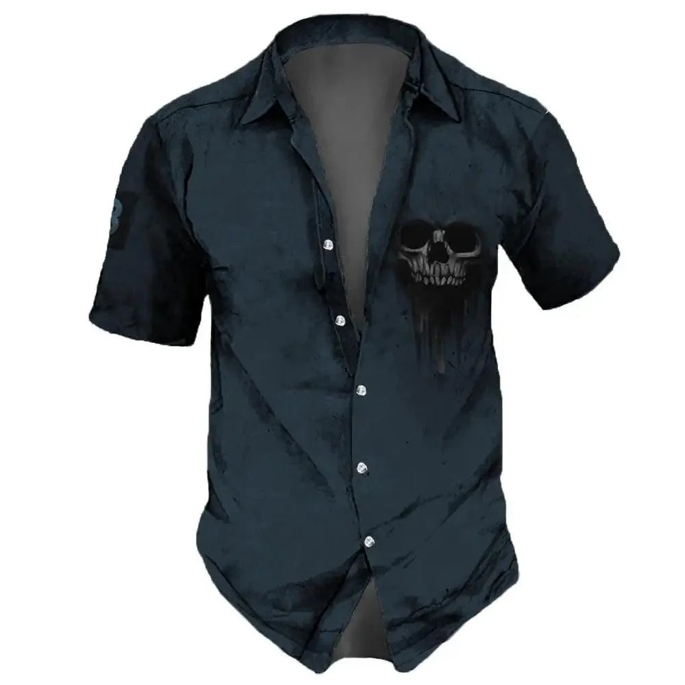 Vintage Skulls Men's Hawaiian Shirt - Casual Short Sleeve Streetwear for Males - Premium hawaiian shirt from Lizard Vigilante - Just $26.66! Shop now at Lizard Vigilante