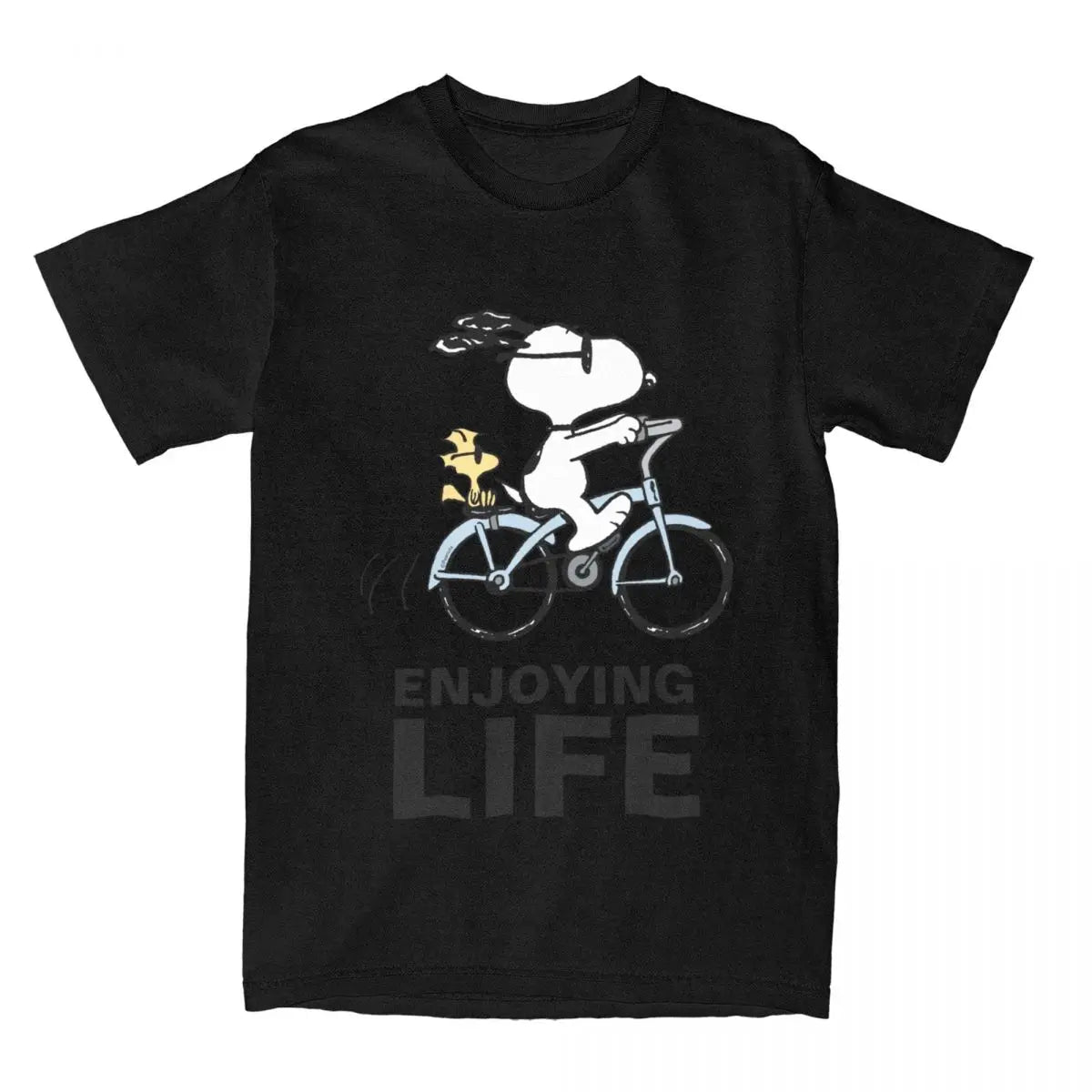 Snoopy & Woodstock Holiday Ride T-Shirt – Men’s & Women’s Cotton Comic Classic – Christmas Bicycle Adventure Tee - Premium t-shirt from Lizard Vigilante - Just $23.88! Shop now at Lizard Vigilante