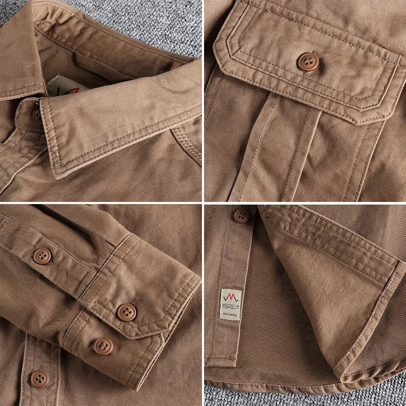 Long-Sleeved Men's Shirt Double Pockets Casual Jacket Thin Coat Youth - Premium  from Lizard Vigilante - Just $49.99! Shop now at Lizard Vigilante