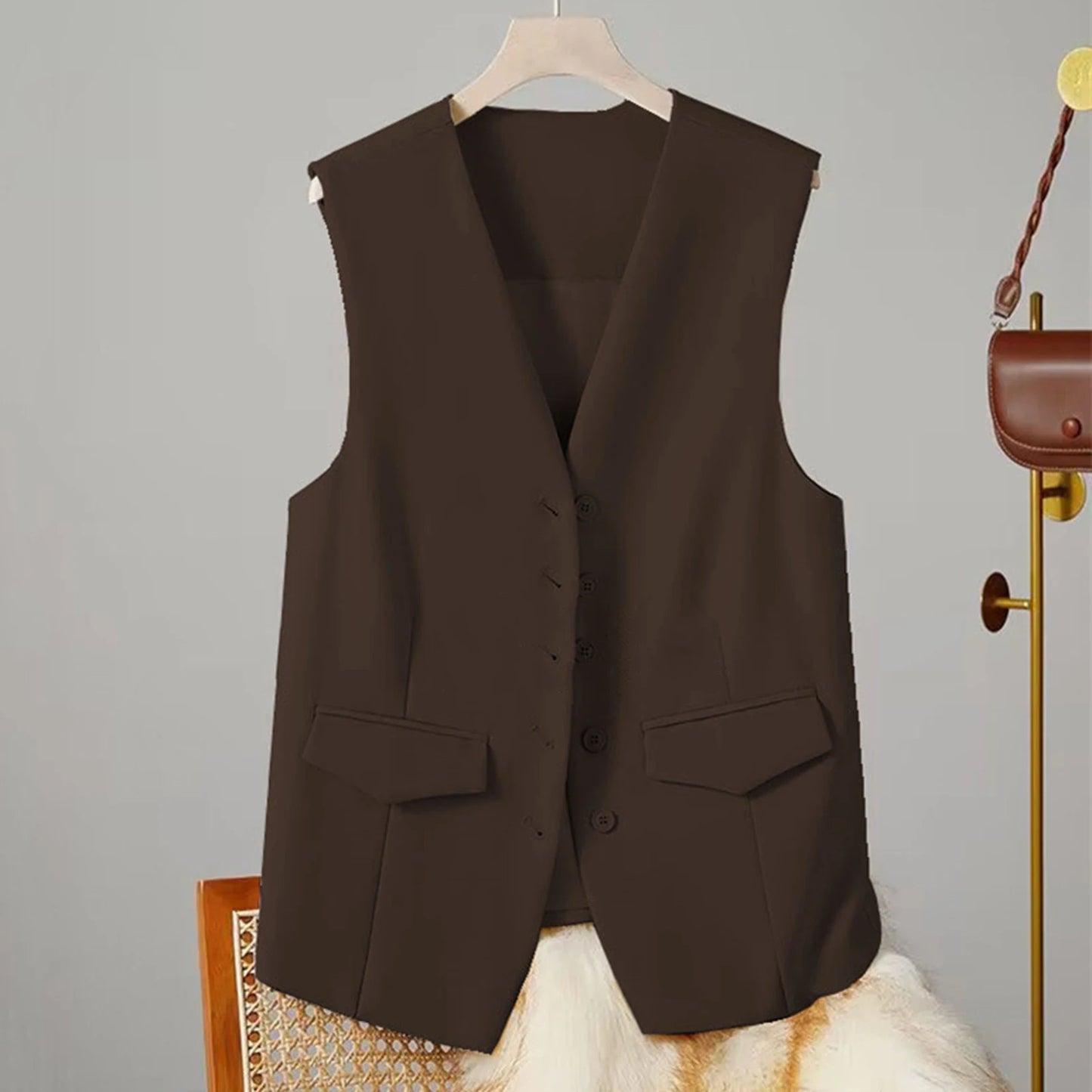 Women Suit Vest - Elegant V-Neck Sleeveless Waistcoat - Premium vest from Lizard Vigilante - Just $28.88! Shop now at Lizard Vigilante