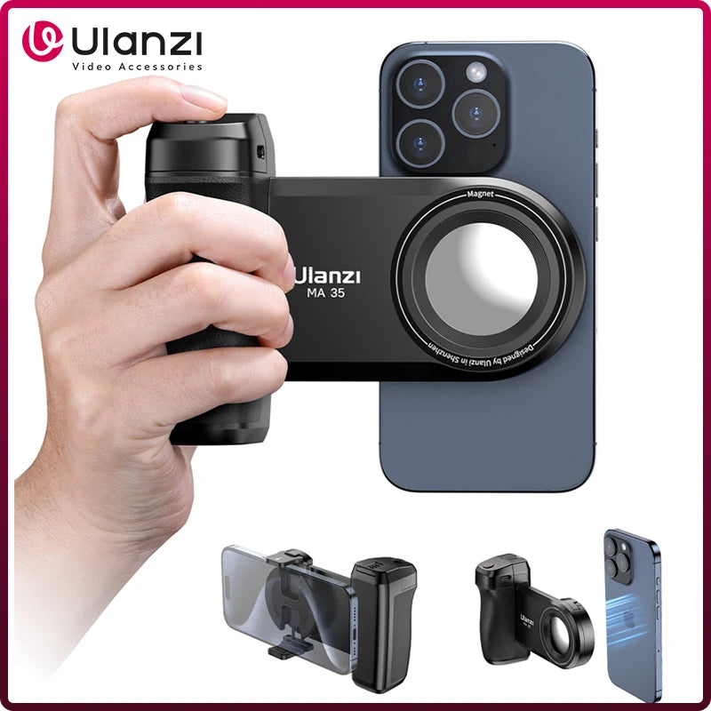 Ulanzi MA35 MagSafe Bluetooth Smartphone Camera Handle Grip – Pro-Level Stabilizer with Vertical & Horizontal Shooting, Selfie Shutter for Mobile Photography - Premium camera grip from Lizard Vigilante - Just $31.99! Shop now at Lizard Vigilante