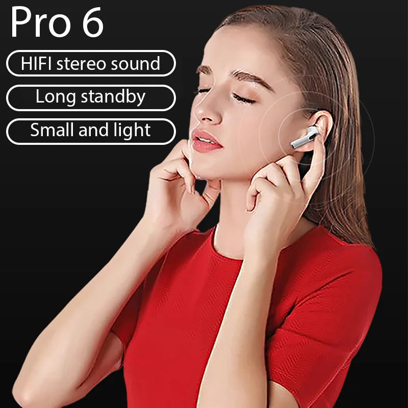 Pro 6 TWS Wireless Bluetooth Earphones - Stereo Sport Headset for iPhone & Xiaomi - Premium earphones from Lizard Vigilante - Just $18.88! Shop now at Lizard Vigilante