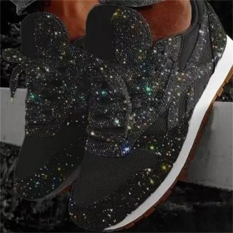 Dazzling Glitter Mesh Sneakers – Women's Breathable Bling Sport Shoes, Comfort Lace-Up Casual Running Shoes for Spring & Summer - Premium sneakers from Lizard Vigilante - Just $48.88! Shop now at Lizard Vigilante