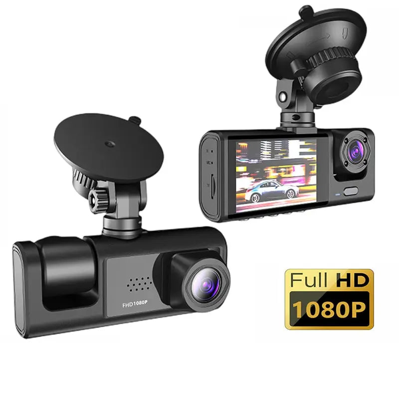 Dash Cam W/ IR Night Vision Loop Recording & 2" IPS Screen 1080P 3 Camera - Lizard Vigilante