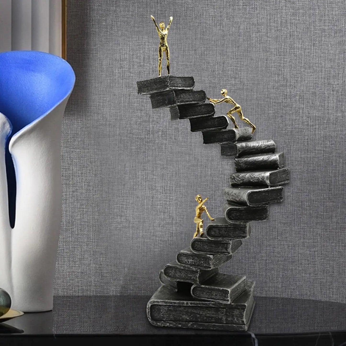 Resin Crafts Thinker Statues Ladder Statue For Bookshelf Decorative Objects Decoration Book Mountain Staircase Statue