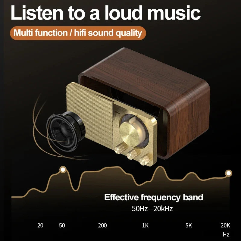 Nostalgic Bluetooth Speaker Bluetooth Sound Retro Classic Speaker Retro Radio Wireless Bluetooth 5.0 Wooden Portable Subwoofer
