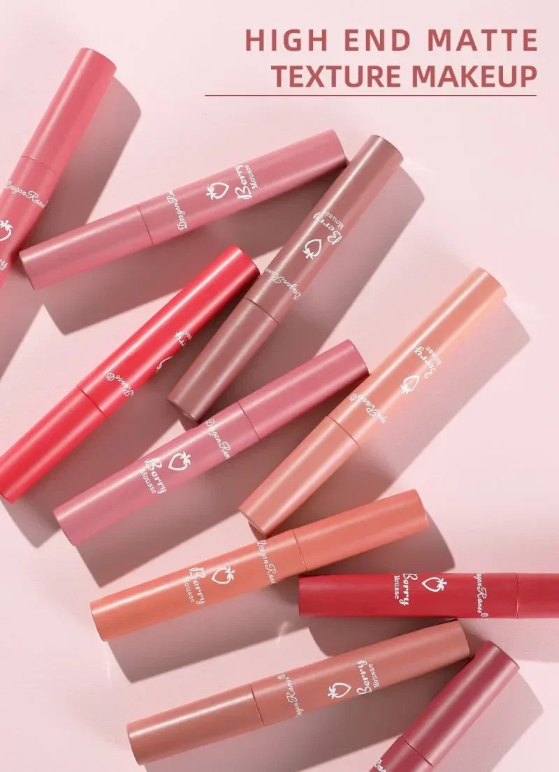 Nude Matte Lip Gloss 12 Colors Long-lasting Velvet Lipstick Waterproof Non-fade Non-stick Cup Lipsticks Women Makeup Cosmetic