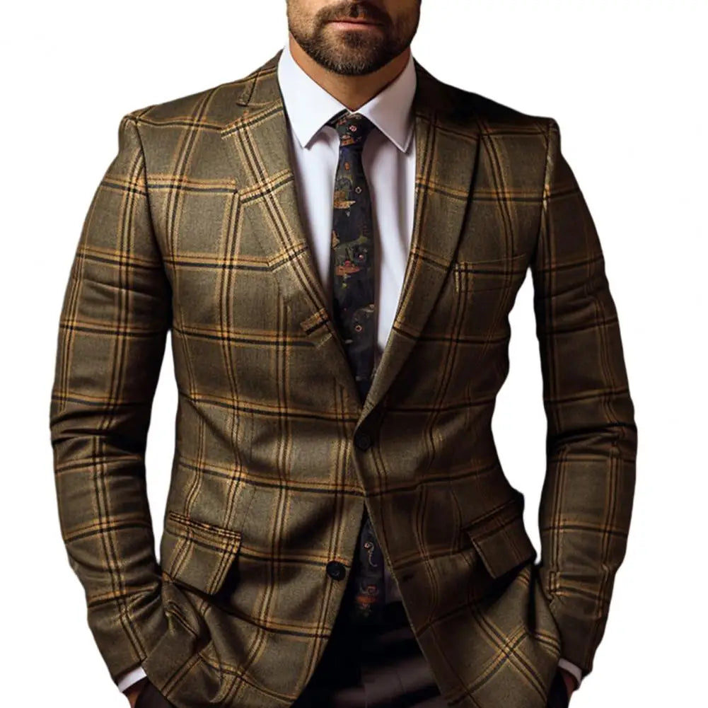 Men’s Suit Coat | Slim Fit Plaid Jacket - Premium cardigan from Lizard Vigilante - Just $38.88! Shop now at Lizard Vigilante