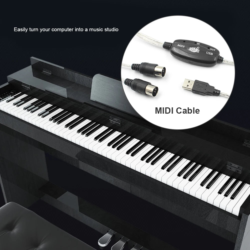 Professional USB IN-OUT MIDI Cable Adapter – Connect PC to Electronic Keyboard & Musical Instruments - Premium  from Lizard Vigilante - Just $20.99! Shop now at Lizard Vigilante