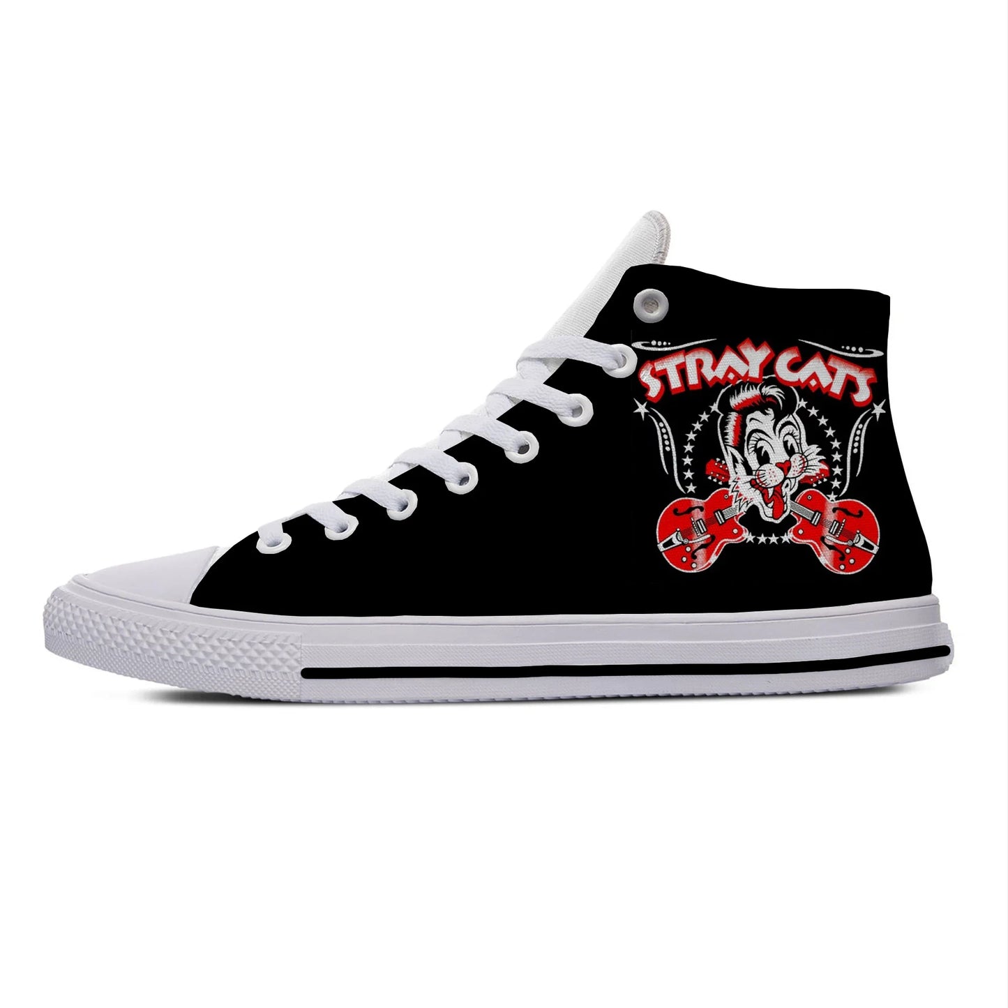 Hot Cats High-Top Canvas Sneakers | Lightweight, Breathable Animal Print Shoes for Men & Women | Stray-Inspired Casual Cool - Premium Sneakers from Lizard Vigilante - Just $24.99! Shop now at Lizard Vigilante