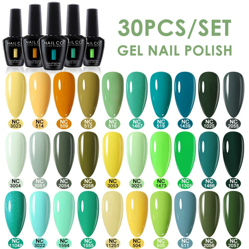 NAILCO 30pcs All-Season Gel Nail Polish Set Nude Pink White Semi Permanent Soak Off UV Gel Manicures DIY Painting Gel Varnish