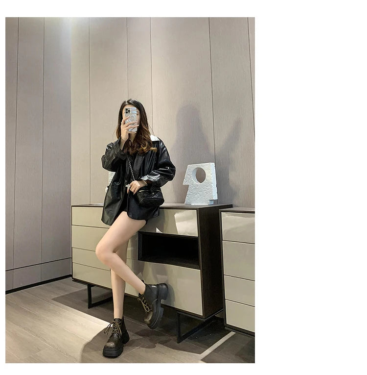 Women’s Lace-Up Ankle Boots – Med Hoof Heel Lolita Rock Round Toe PU Leather Winter Footwear | Solid Rubber Sole, Handmade Classic Street Style - Premium boot from dsers - Just $96.66! Shop now at Lizard Vigilante