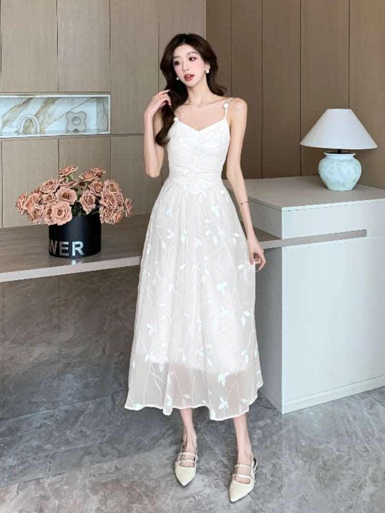 2024 Summer Ladies Elegant Prinrt Halter Mid-length Dress Backless Sleeveless Off Shoulder Dresses Female Party Club Vestidos - Lizard Vigilante