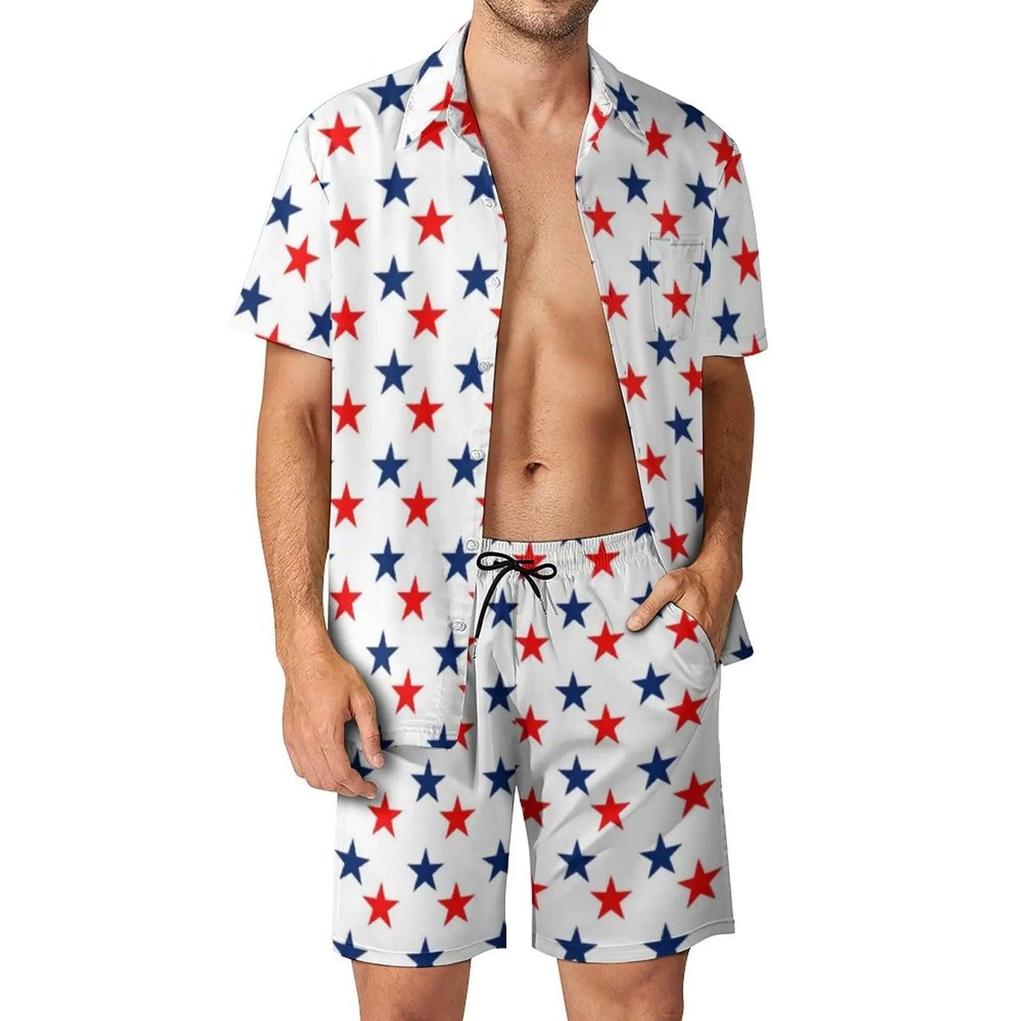 American USA Flag Fitness Outdoor Men Sets Patriotic Stars Stripes Casual Shirt Set Custom Shorts Aesthetic Suit Plus Size - Premium  from Lizard Vigilante - Just $34.99! Shop now at Lizard Vigilante