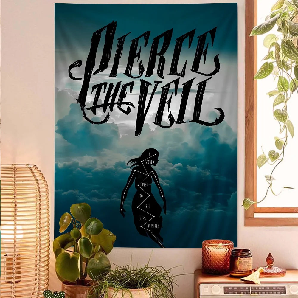 Pierce The Veil Band Anime Tapestry – Hippie Flower Wall Hanging for Dorm & Bedroom Decor - Premium tapestry from Lizard Vigilante - Just $26.99! Shop now at Lizard Vigilante