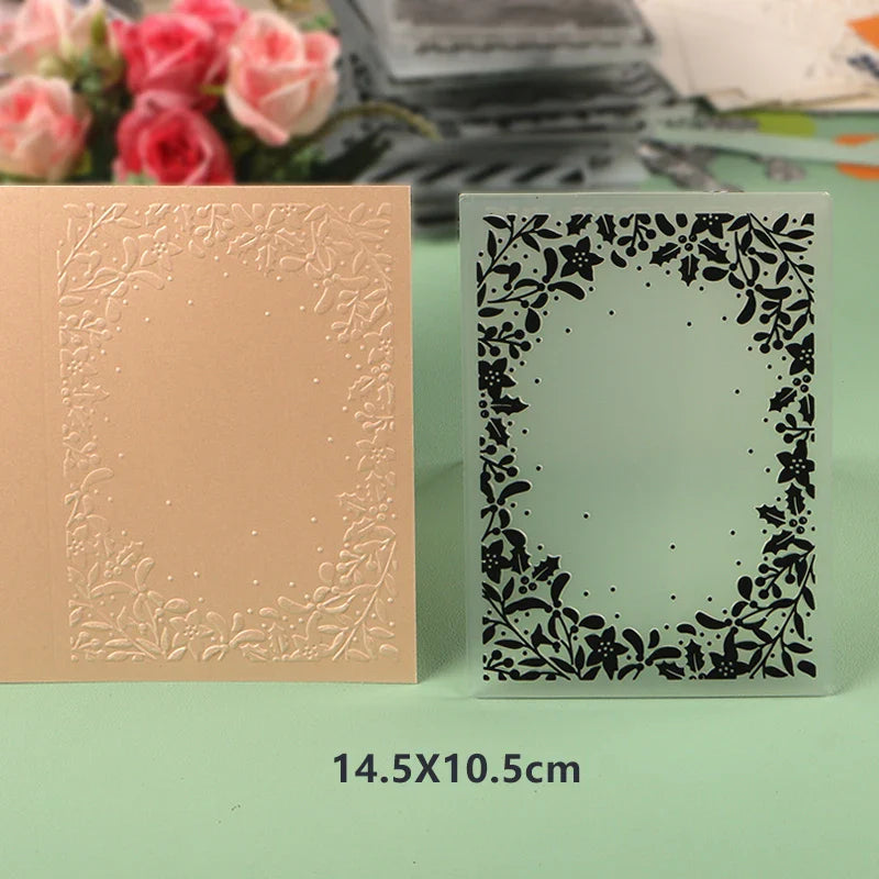 DUOFEN Crafts plastic embossing folder collection 2 paper embossing flower mold Christmas Birthday Easter day wedding