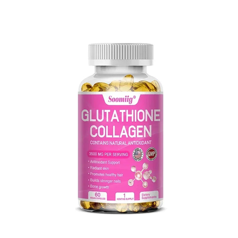 Glutathione Collagen Capsules, Skin Brightening & Anti-Aging, Supports Hair, Skin & Nail Health, NON-GMO, Glutathione Supplement