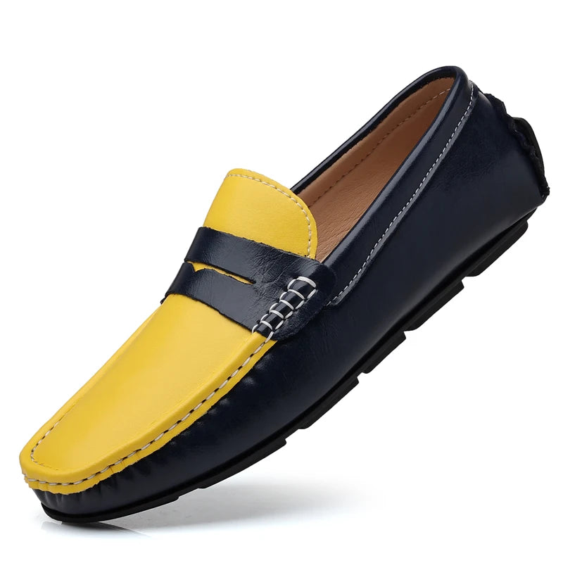 Men’s Italian Genuine Leather Loafers – Luxury Breathable Slip-On Moccasins, Casual & Formal Comfortable Driving Shoes - Premium loaferr from Lizard Vigilante - Just $36.99! Shop now at Lizard Vigilante