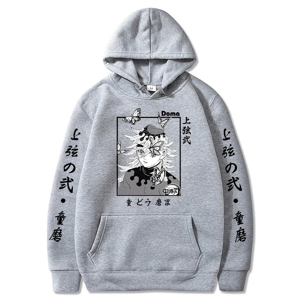 Demon Slayer Douma Fleece Hoodie – Bold Anime Harajuku Streetwear for Men & Women – Vibrant Autumn Warm Pullover Fashion - Premium Hoodie from Lizard Vigilante - Just $48.88! Shop now at Lizard Vigilante