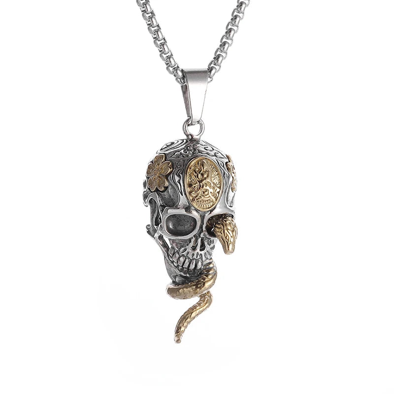 Cool Heavy Bicycle Chain Skull Motorcycles Engine Metal Pendant – Men's Biker Cross Necklace - Premium pendant from Lizard Vigilante - Just $3.99! Shop now at Lizard Vigilante