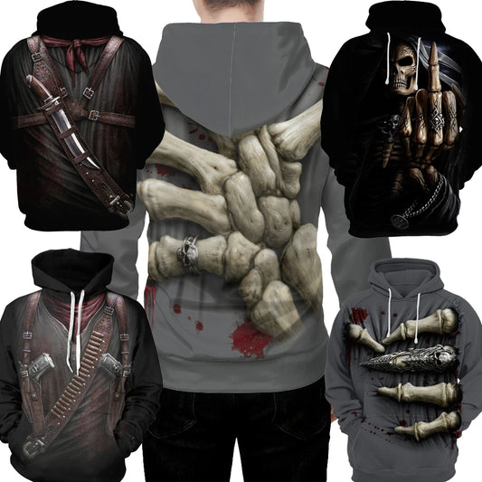 Men's 3D Skull Hoodie Sweatshirt – Funny Harajuku Hip-Hop Streetwear - Premium hoodie from Lizard Vigilante - Just $36.66! Shop now at Lizard Vigilante