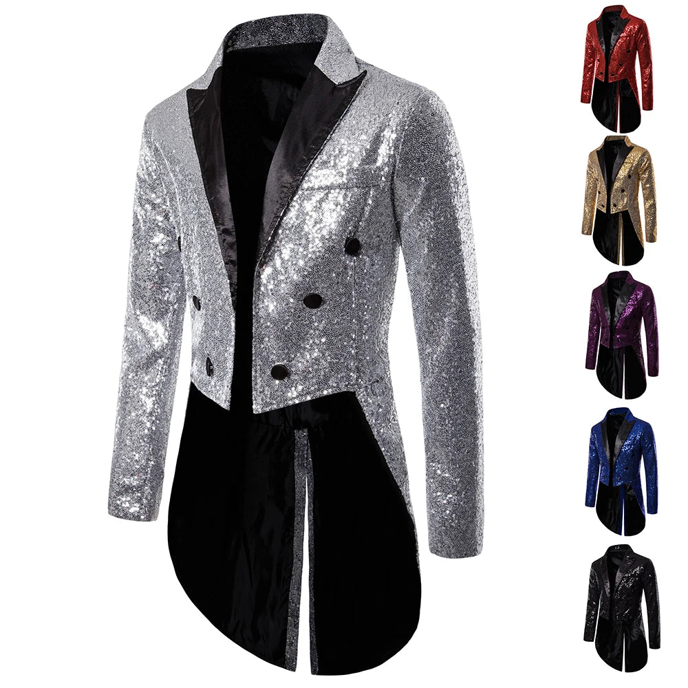 Men's Sequin Button Tuxedo Blazer – Stylish Coat for Weddings and Celebrations - Premium blazer from Lizard Vigilante - Just $53.88! Shop now at Lizard Vigilante