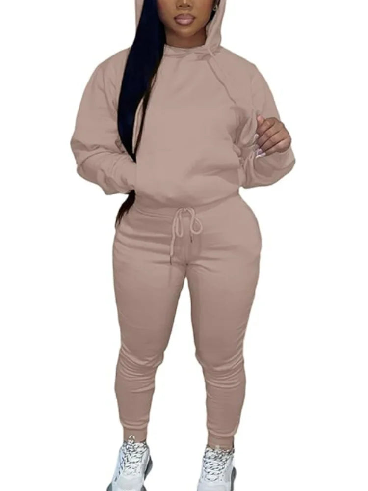 Women's Two-Piece Sweatsuit Set – Long Sleeve Hoodie Top and Jogger Pants Casual Tracksuit for Autumn & Winter - Premium sweatsuit from Lizard Vigilante - Just $58.88! Shop now at Lizard Vigilante