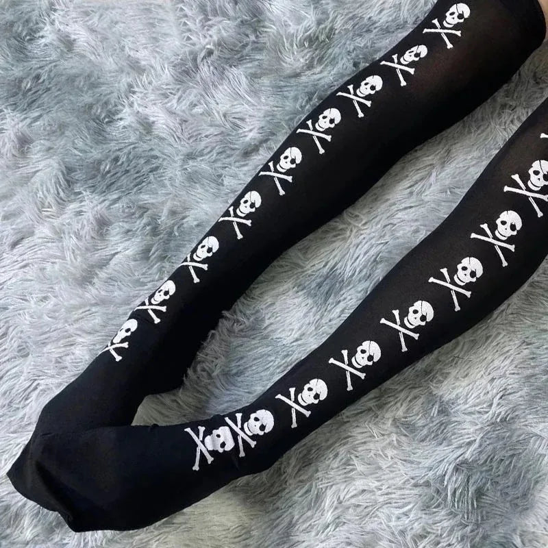 Skull Bat Spider Gothic Dark Long Stockings Women Spider Harajuku Emo Alternative Tights Lingerie Skin Thigh High Garters Hosiery - Premium socks from Lizard Vigilante - Just $18.88! Shop now at Lizard Vigilante