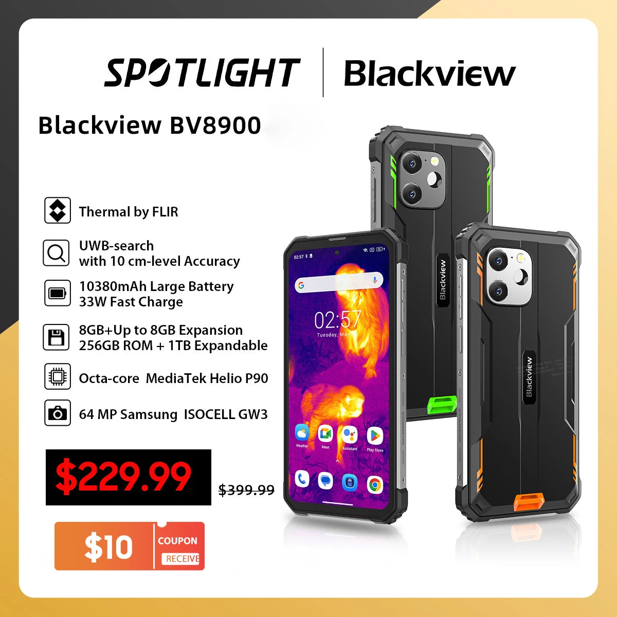 Blackview BV8900 Ultra-Rugged Smartphone – 16GB+256GB Android 13 Powerhouse with 2.4K Display, FLIR® Thermal Imaging, 10000mAh Battery & Military-Grade Toughness - Premium phone from Lizard Vigilante - Just $479.99! Shop now at Lizard Vigilante