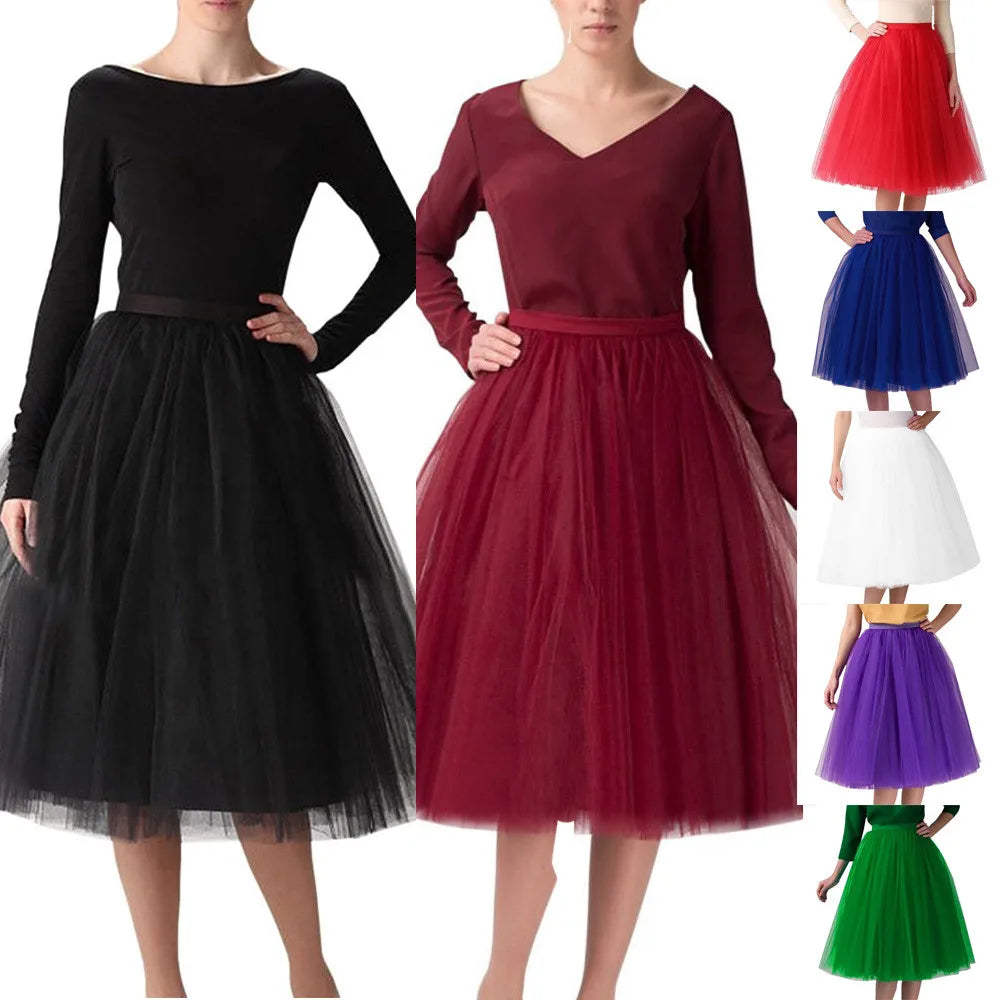 Elegant Women Tulle Skirt Korean Fashion Mesh Womens Pleated Knee Length Skirt Adult Tutu Dancing Skirt Green Party Faldas - Premium  from Lizard Vigilante - Just $12.99! Shop now at Lizard Vigilante