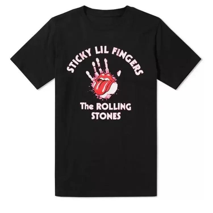 Rolling Stones 100% Cotton T-shirts Men Women Printed T Shirt Graphic Short Sleeve Streetwear Tops Summer Balck Clothing Hip Hop - Lizard Vigilante