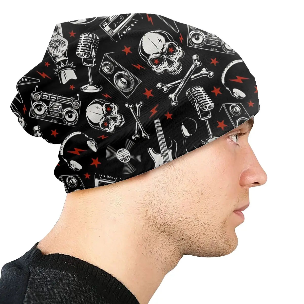 Graffiti Street Art Skullies Beanies Caps Concert Music Festival Hard Rock Thin Hat Bonnet Hats Men Women's Unisex Ski Cap - Premium  from Lizard Vigilante - Just $5.99! Shop now at Lizard Vigilante